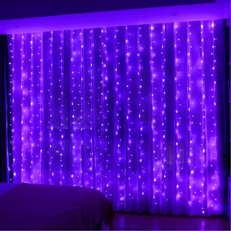 300LED Guirlande Lumineuse Rideau, 3x3m USB, 8 Modes Télécommande, Pour Noël, Mariage, Anniversaire, Fenêtre, Maison,bleu (1/5)