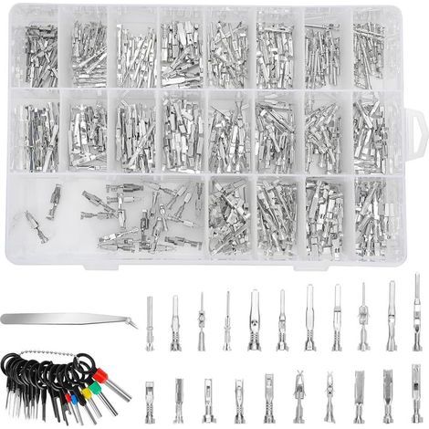 Bornes de connecteur automobile, 21 types – 420 pièces, 1/1,5/1,8/2/2,2/2,3/2,8/3,5 mm, bornes de fil électrique de voiture, broches de fil mâle et femelle, extracteur d'aiguilles à 18 broches (1/5)
