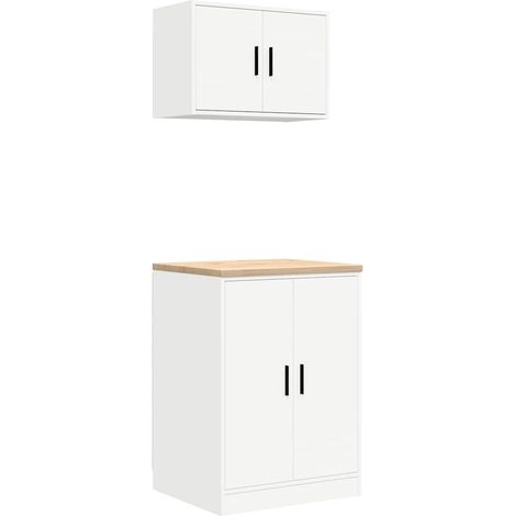 Maison Exclusive - Armadi da Garage 2 pz Biancin Legno Multistrato (1/5)