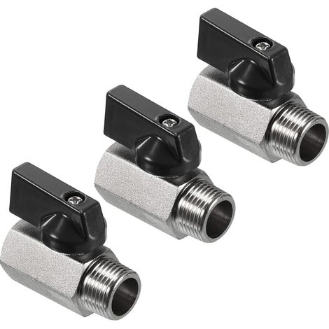 3/8 NPT Laiton Mini Boule Vanne 3Pcs NPT Femelle à Mâle Obturateur Valve pour Tuyau Coupleur Connecteur Noir (1/5)