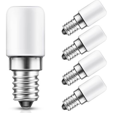 Ampoule Frigo, Lampe E14 LED pour Refrigerateur 1.5W, Équivalent 15W Incandescent, Blanc Froid 6000K, 135LM, Non Dimmable, Petit Ampoule LED E14 pour Hotte Cuisin, Frigo, Lampe de Sel,220v, Lot de 4 (1/5)