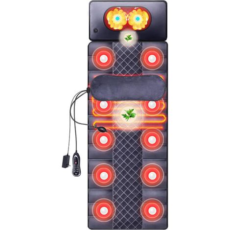 Tapis De Massage Complet Du Corps Avec Chaleur - Masseur De Cou Et De Dos Shiatsu, Matelas De Massage Électrique À Traction À La Taille Avec Coussin Gonflable 9 Modes De Massage Et De Vibration