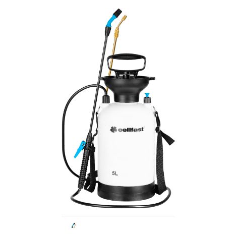 Cellfast Pulverizador de Presión Manual 5L - Compacto y Portátil con Soporte para Hombro - Lanza Telescópica 39-66 cm