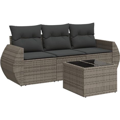 Maison Exclusive - 4-tlg. Garten-Sofagarnitur mit Kissen Grau Pol
