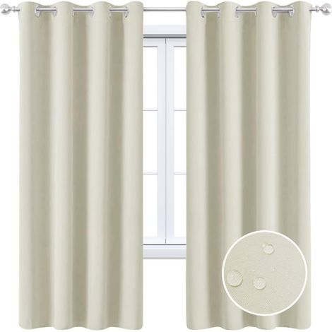 Rideau d'extérieur imperméable avec œillets - Protection solaire - Beige - Pour pergola, jardin, tonnelle - 132 x 160 cm (1/5)