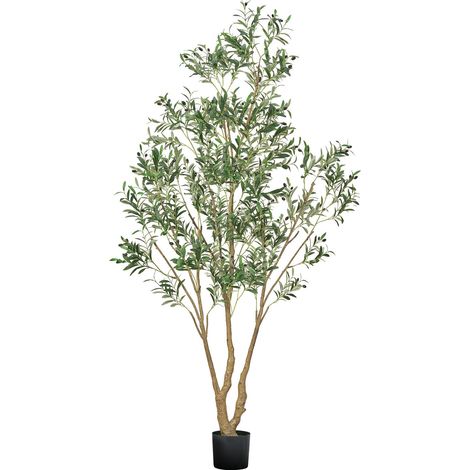 Arbre Artificiel, 2,4 m, Plante Artificielle en PE Olivier Artificiel avec Pot Noir, Tronc et Feuilles Vertes Réalistes, Faux Arbre pour Bureau, Salon, Chambre à Coucher, Décoration d'Intérieur (1/5)