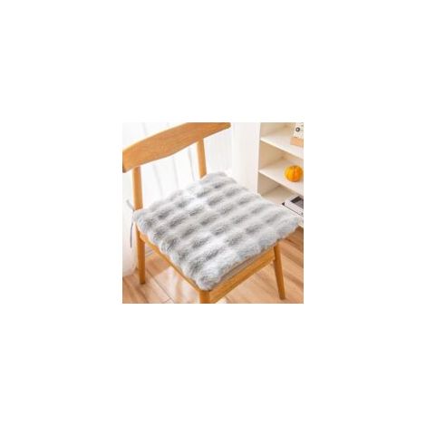 Coussin d'assise en fausse fourrure et soie - convient pour les bureaux, restaurants, chaises, etc. - 1 pièce, gris clair, 40×40 cm  - Crezuo