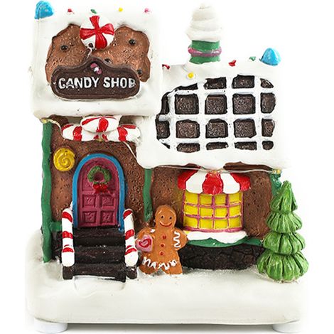 Veilleuse Maison en Pain d'Épice Résine Décoration Noël Lumineuse Motif Sapin Fonctionne avec 3 Piles AAA Ambiance Chaleureuse (1/5)