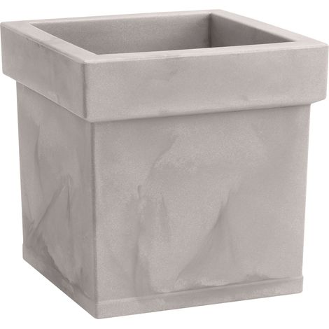 Vaso quadrato resina THEMIS cm. 40 CENERE