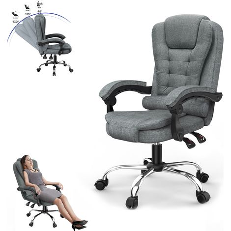Executive Office Chair - naspaluro High Back Desk Chair - Ergonomic Recliner Computer Chair - Gaming Chair with Tilt Function Heavy Duty for Home Office Working (Dark Grey Fabric) (1/5)