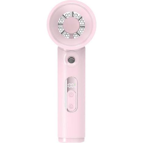 Ventilateur brumisateur portable rechargeable USB 4000 mAh, mini ventilateur de poche rose, pour voyages, plein air, vacances et plage (1/5)