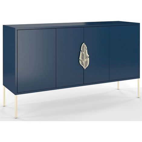 Commode Merlin 138 x 40 x 79 cm Bois - Bleu marine et doré (1/5)