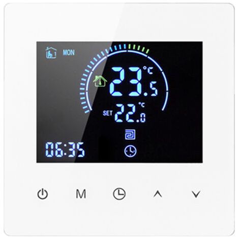 BUNTHAUS Thermostat de chauffage électrique pour chaudière à gaz, thermostat d'ambiance programmable, régulateur de température mural avec numérique 16 A, blanc tonchean