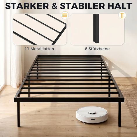 Lit métallique 90x200 cm avec rangement sous le lit, cadre en métal avec sommier à lattes, pas besoin de boxspring (1/5)