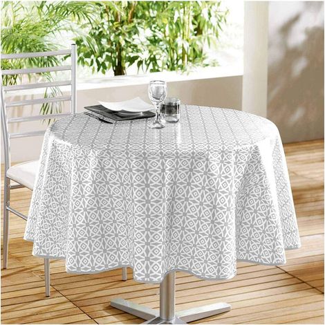 Nappe ronde en PVC à imprimés géométriques Gris clair 160 cm (1/3)