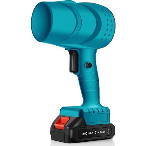 Ventilateur à turbine, ventilateur à lames sans fil, ventilateur électrique rechargeable pour souffler les feuilles et la poussière avec batterie et chargeur Nude sans électricité (bleu) (1/5)