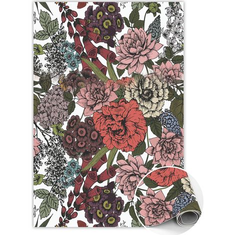 Tapis Vinyle pour le sol en PVC - Antidérapant - Protection pour le Sol - Fleurs diverses - 60x90 cm (1/5)