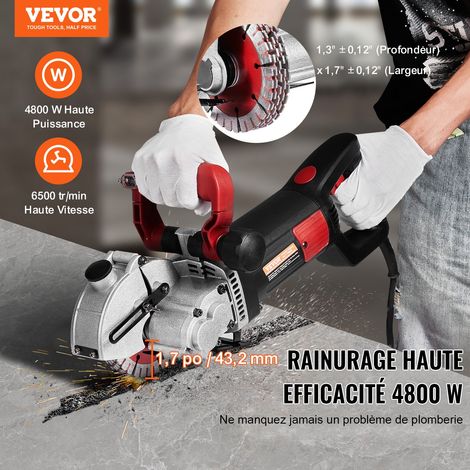 Rainureuse à Béton Électrique 4800 W, Machine de Découpe Murale, Profondeur Max. 34 mm, pour Rainurage du Mur, Brique, Marbre, Pose… (1/5)