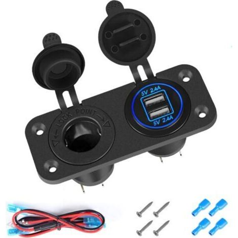 Pannello di controllo per caricabatterie da auto con doppia funzione di ricarica USB, voltmetro a LED, interruttore di accensione/spegnimento e presa accendisigari per imbarcazioni e utilizzo in acqua