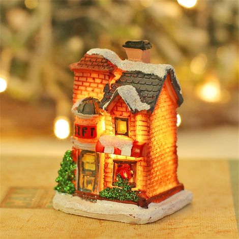 Maison De Noël En Miniature - Décoration Lumineuse À LED - Scène De Village Enneigé - Ornement Vintage - Pour Intérieur - 1 Pièce (1/3)