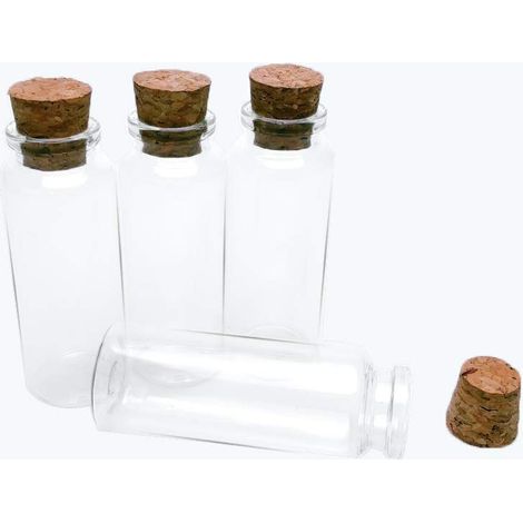 Mini bouteille en verre vide avec bouchon en liège, le volume des bouteilles en verre est de 40 ml (12, 40 ml). (1/5)