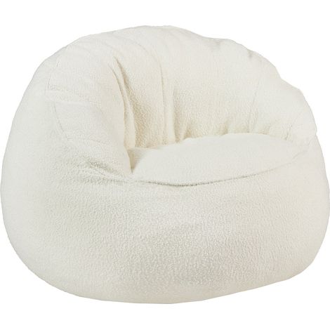 Poltrona pouf conchiglia in Tessuto bouclette Bianco - FONADO (1/3)