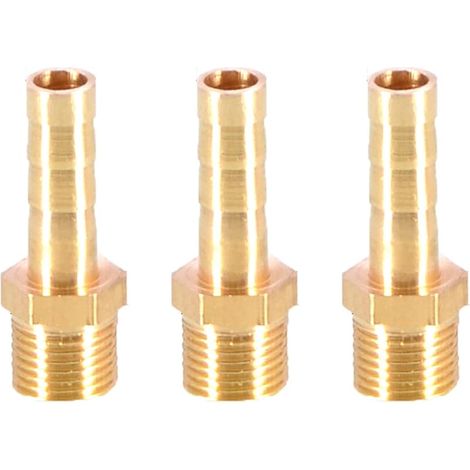 Lot de 3 raccords de tuyau cannelés en laiton coupleur connecteur 6 mm vers 1/8&34 mâle BSP fileté raccord de mamelon de tuyau adaptateur de tuyau (1/3)