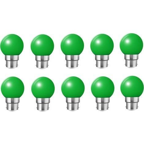 10X B22 Ampoule vert 1W Ampoule Couleur Économie d'énergie Couleur à LED 200LM Adapté aux Décoration AC 220V-240V vert (1/4)