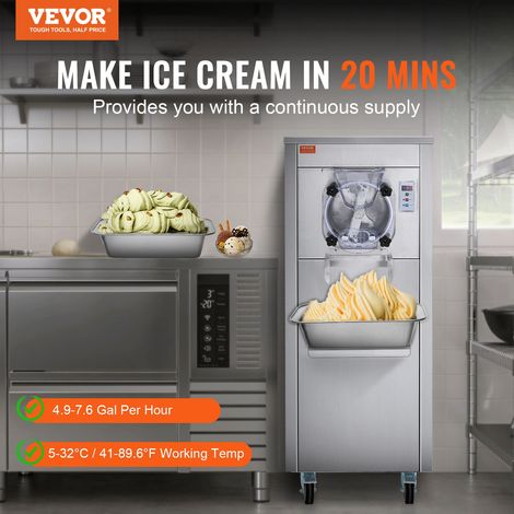 Sorbetière Commerciale Rendement 18 L/h, Turbine à Glace 1600 W Saveur Unique, Machine à Glace Électrique Cylindre Inox 6 L, avec R… (1/5)