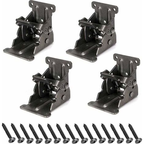 Supports pliants pour pied de table, quincaillerie de charnire pliable, extension auto-verrouillable Support de support d\'tagre pliable pour pied de lit, tagre murale, gain de place, lot de 4