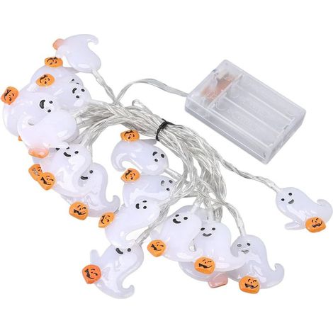 Guirlande lumineuse Halloween 3m, LED fantôme – modes fixe et clignotant, lumière chaude (1/5)