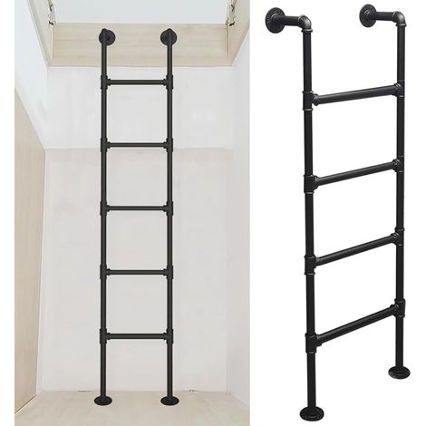 Escalera de incendios metálica de pared para sótano, escalera de incendios industrial de hierro para escaleras de interior y exterior (160 cm/63 pulgadas) (1/5)