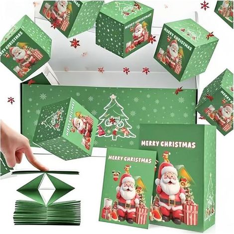 Boîte surprise de Noël, Boîte à sauter créative pour cadeau, Lot de 12 boîtes à ressort + coffret + sac cadeau, Idée cadeau Saint-Valentin et Noël (1/3)