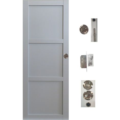 Porte Coulissante Greyria Gris Clair 3 Panneaux RAL7035 H204 x L73 + serrure a condamnation (1/4)