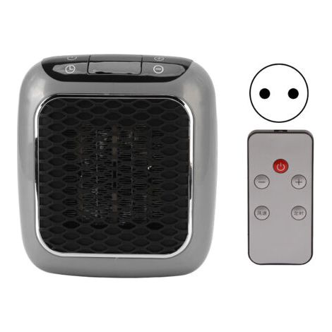 Heizgerät zum Einstecken, Grau, Fernbedienung der Temperatur, LED-Anzeige, Wandheizlüfter aus Keramik für Schlafzimmer, Büro, Keller, EU-Stecker 220 V