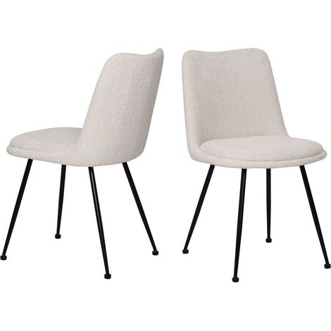 Lot de 2 chaises de salle à manger en tissu bouclé et métal noir mat style scandinave - PANGIVO (1/5)