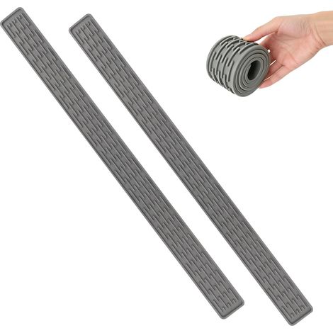 Lot de 2 tapis d'égouttement étroits, 80 x 5,5 cm, en silicone, gris tapis d'égouttement, pour la vaisselle, tapis de bar, protection anti-éclaboussures, pour évier (1/5)