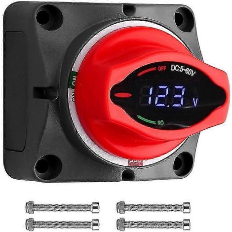 Interrupteur de déconnexion de batterie de voiture 250 A 12-24 V avec affichage du voltmètre, robuste, compatible avec les treuils de camions, les camping-cars, les véhicules marins et les panneaux so (1/5)