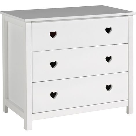Commode 3 tiroirs Vipack Amori - Blanc (1/3)