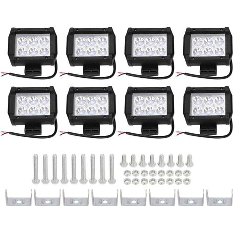 8-teiliges Set Offroad-Arbeitsscheinwerfer, 6 LEDs, 18 W, 1800 lm, 12 V DC, wasserdicht, universelle Fahrleuchte für Pkw und Lkw (1/5)