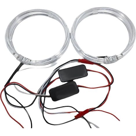 Faros LED con aros de apertura de 80 mm, luz blanca, estilo «ojos de ángel», 9-30 V, para uso en carretera. (1/5)