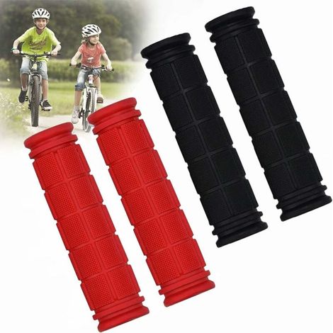 Poignée de Guidon,2 Paires Poignée Vélo Caoutchouc 22mm pour Les Accessoires de Vélo D'extérieur (Noir, Rouge) (1/5)