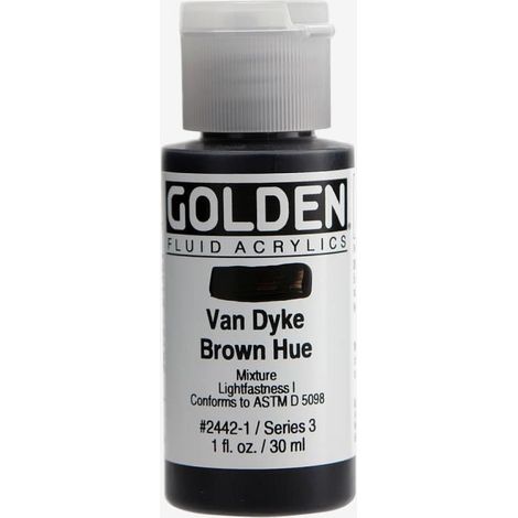 Peinture Acrylique - GOLDEN - Van Dyke Brown Hue - 30ml - Mat - Professionnel