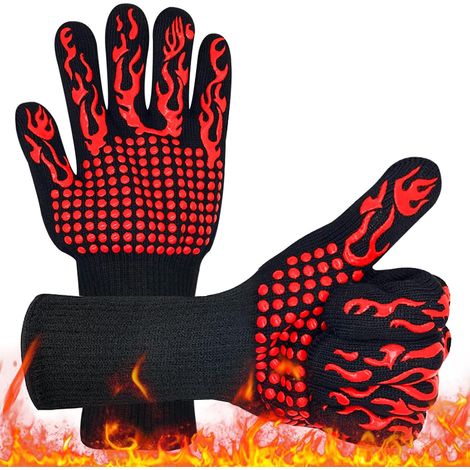 2 Pezzi Guanti Anticalore Resistenti Fino a 800°C Guanti da Cucina, Guanti da Forno, Cucina Casalinga, Guanti per Grill e Microonde, Protezione dal Calore per Trattamento Termico Industriale (1/5)