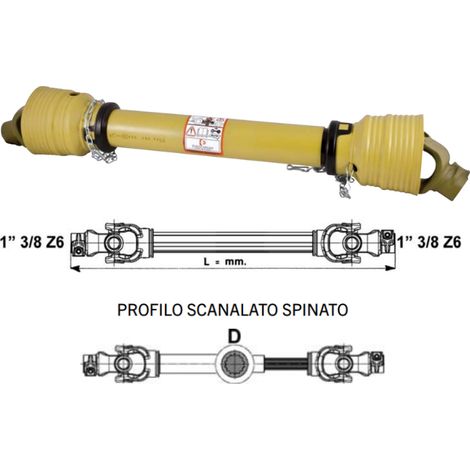 Albero cardanico categoria 8 Eurocardan profilo scanalato &Oslash 40 cuna - 1000 mm
