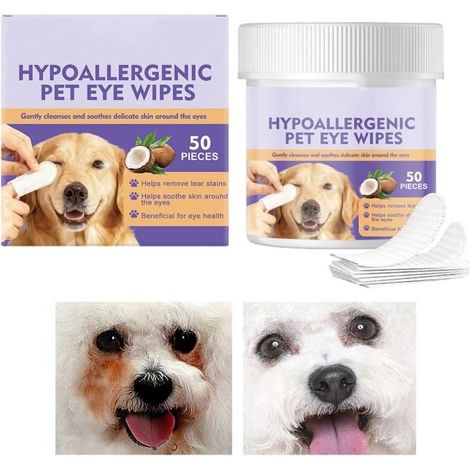 Œil Lingettes Nettoyantes pour Chiens et Chats Nettoyant Yeux Chien Lingettes humides en Forme de Brosse à Doigt Alternative 50Pcs (1/5)