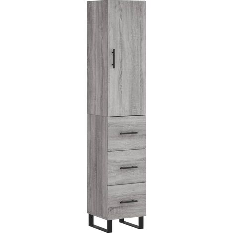 Credenza cassettiera mobile contenitore organizer cucina soggiorno salotto alto sonoma 345 x 34 x 180 cm legno ingegnerizzato grigio 020035305