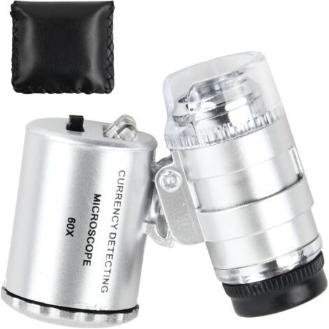 60X Portable Microscope - Digital Magnifying Glass with UV LED Light, Mini Pocket Microscope for Kids, Jewelry, Coins and Textiles (1/5)