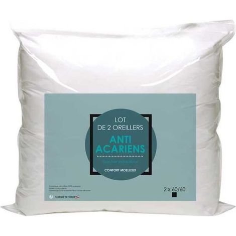 2er-Set Mikrofaser-Kissen - BLANREVE - Anti-Milben - 60 x 60 cm - Weiß (1/2)