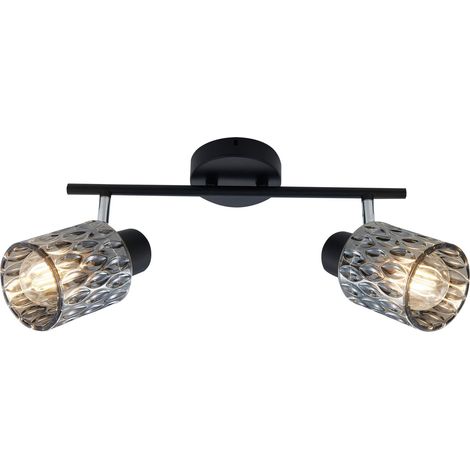 Plafonnier noir verre fumé 2xE27 40W Bill Candellux (1/3)